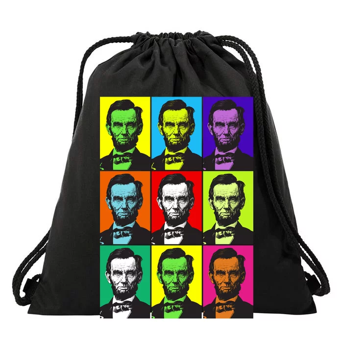 Colorful Lincoln Retro Portraits Drawstring Bag