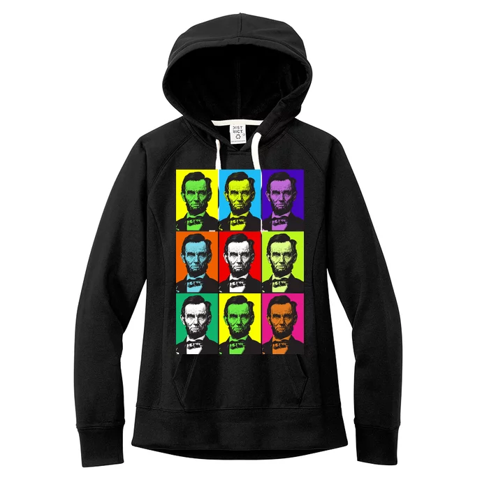 Colorful Lincoln Retro Portraits Women's Fleece Hoodie