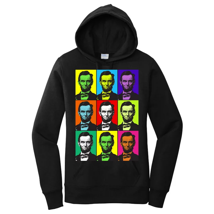 Colorful Lincoln Retro Portraits Women's Pullover Hoodie