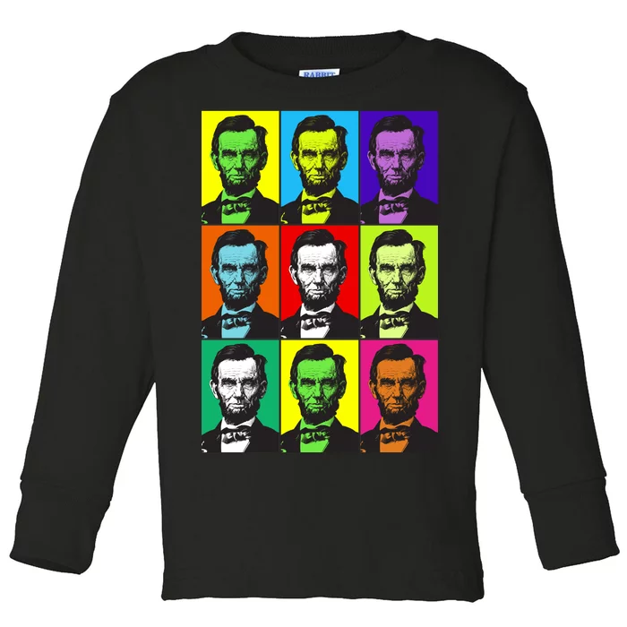 Colorful Lincoln Retro Portraits Toddler Long Sleeve Shirt