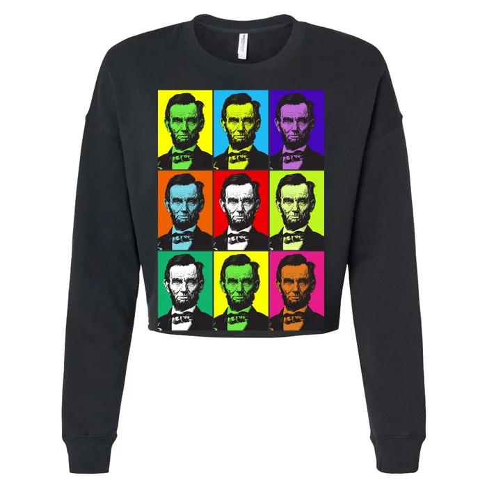 Colorful Lincoln Retro Portraits Cropped Pullover Crew