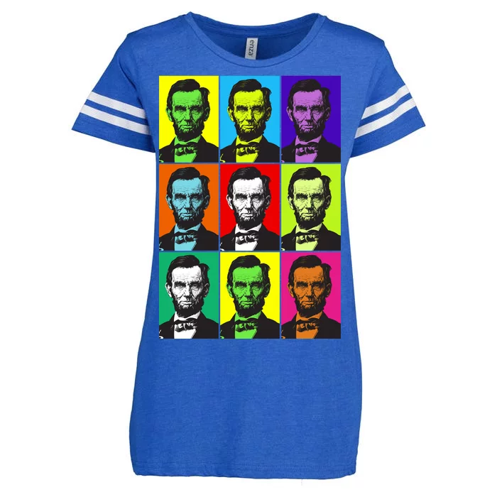 Colorful Lincoln Retro Portraits Enza Ladies Jersey Football T-Shirt