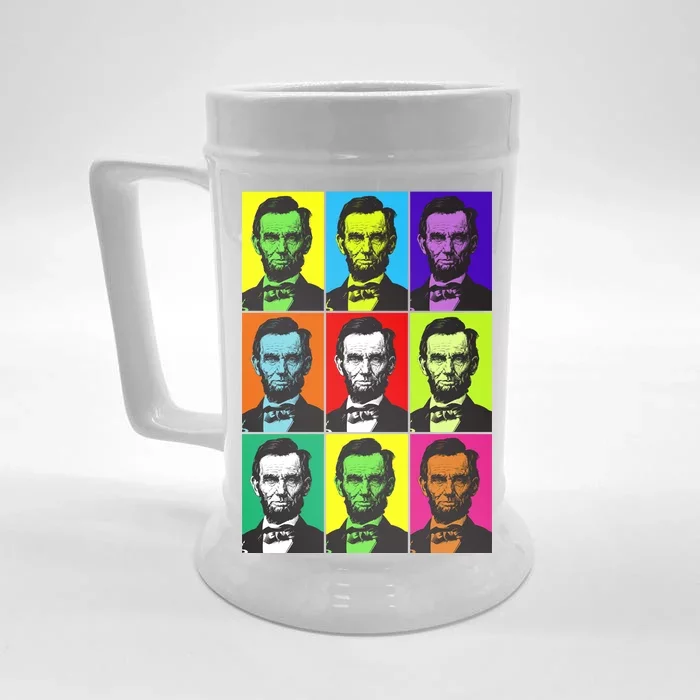 Colorful Lincoln Retro Portraits Front & Back Beer Stein