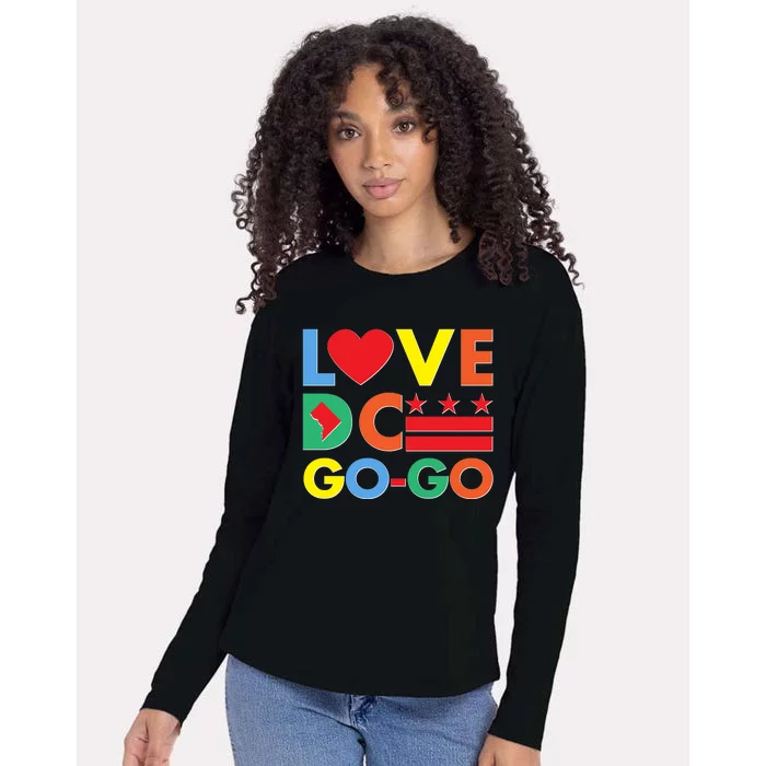 Colorful Love Heart DC Go-Go Washington D.C. Womens Cotton Relaxed Long Sleeve T-Shirt