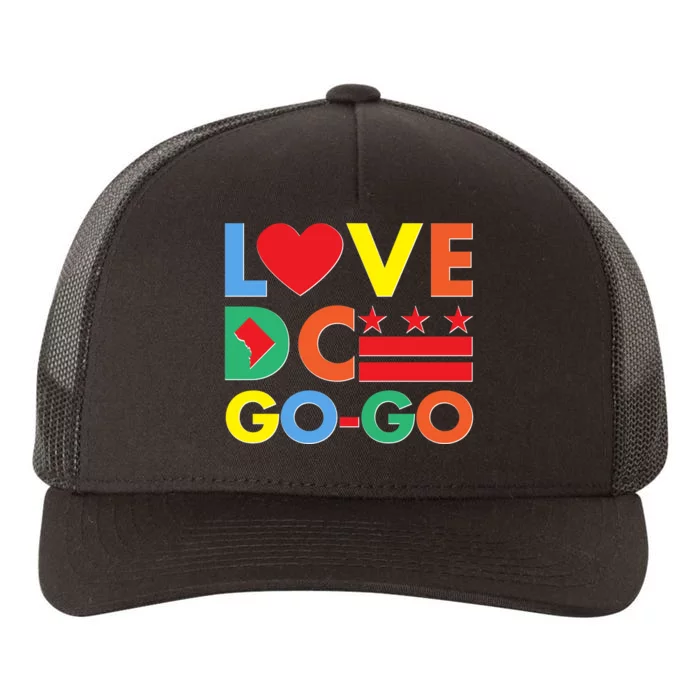 Colorful Love Heart DC Go-Go Washington D.C. Yupoong Adult 5-Panel Trucker Hat