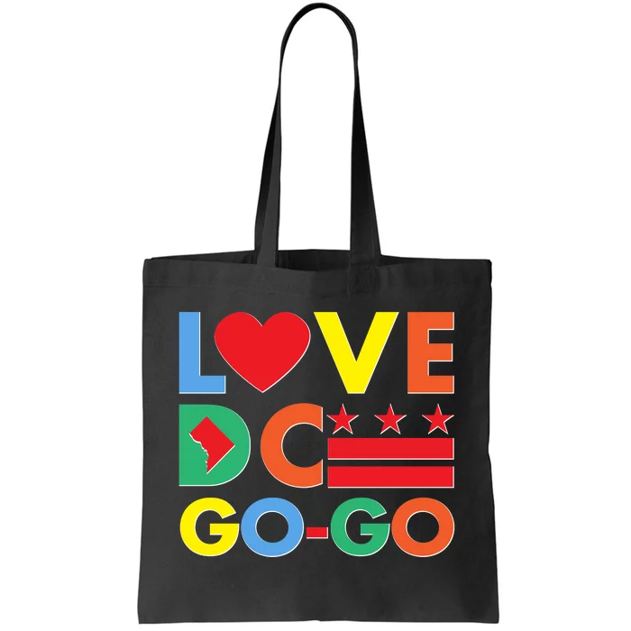 Colorful Love Heart DC Go-Go Washington D.C. Tote Bag