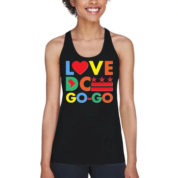 Colorful Love Heart DC Go-Go Washington D.C. Women's Racerback Tank