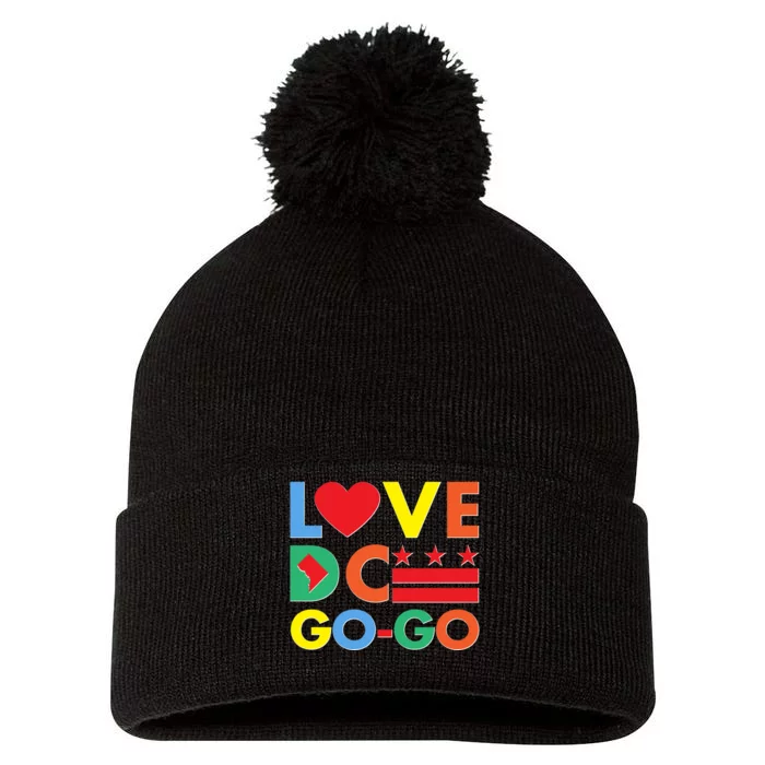 Colorful Love Heart DC Go-Go Washington D.C. Pom Pom 12in Knit Beanie