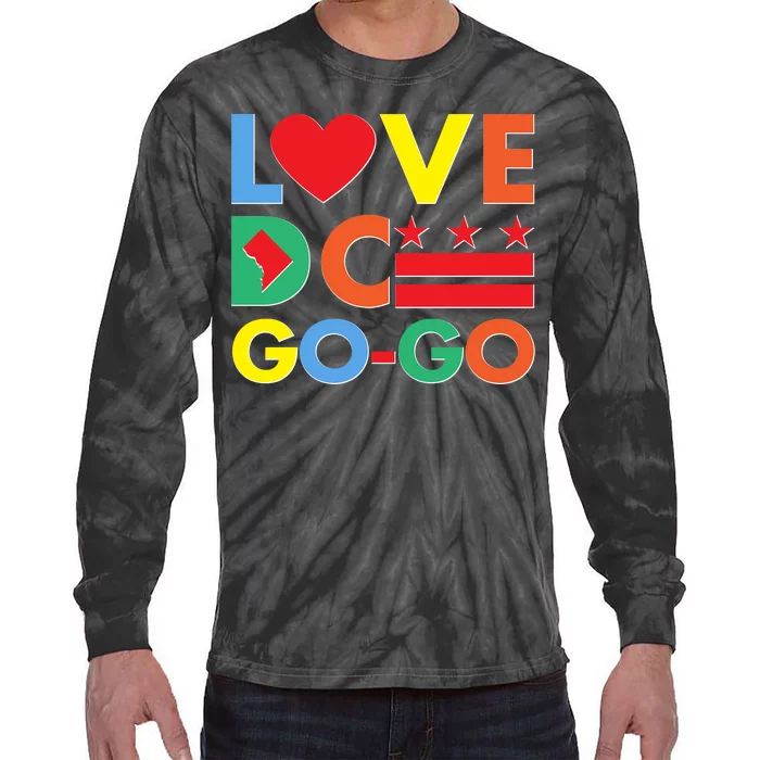 Colorful Love Heart DC Go-Go Washington D.C. Tie-Dye Long Sleeve Shirt