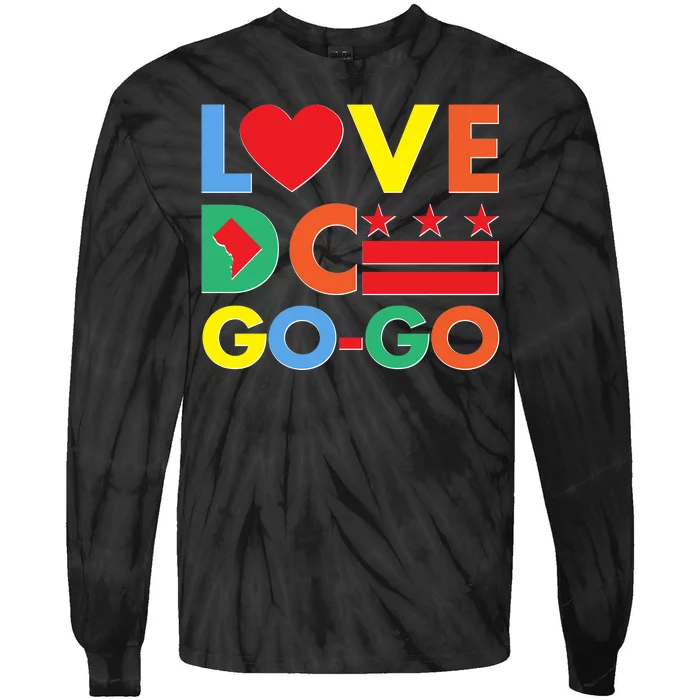 Colorful Love Heart DC Go-Go Washington D.C. Tie-Dye Long Sleeve Shirt