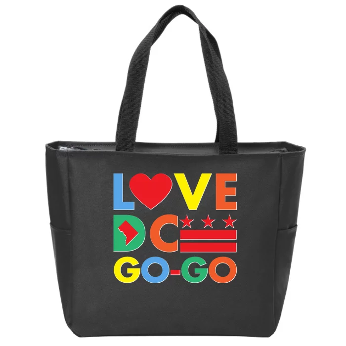 Colorful Love Heart DC Go-Go Washington D.C. Zip Tote Bag