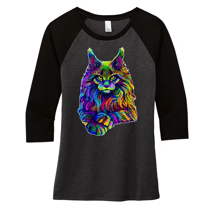 Colorful Lynx Women's Tri-Blend 3/4-Sleeve Raglan Shirt