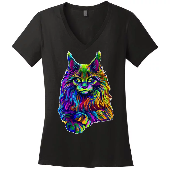 Colorful Lynx Women's V-Neck T-Shirt