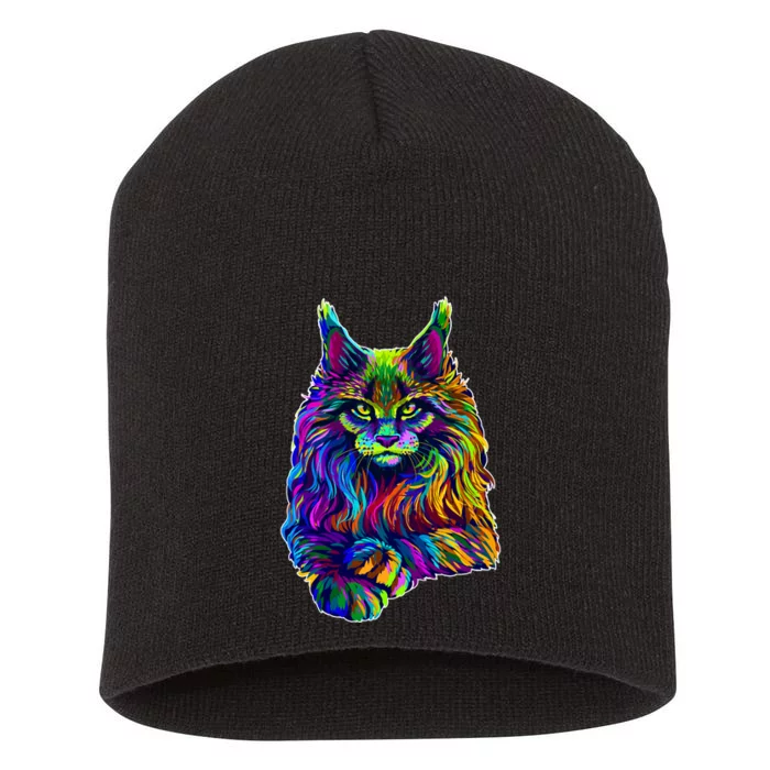 Colorful Lynx Short Acrylic Beanie