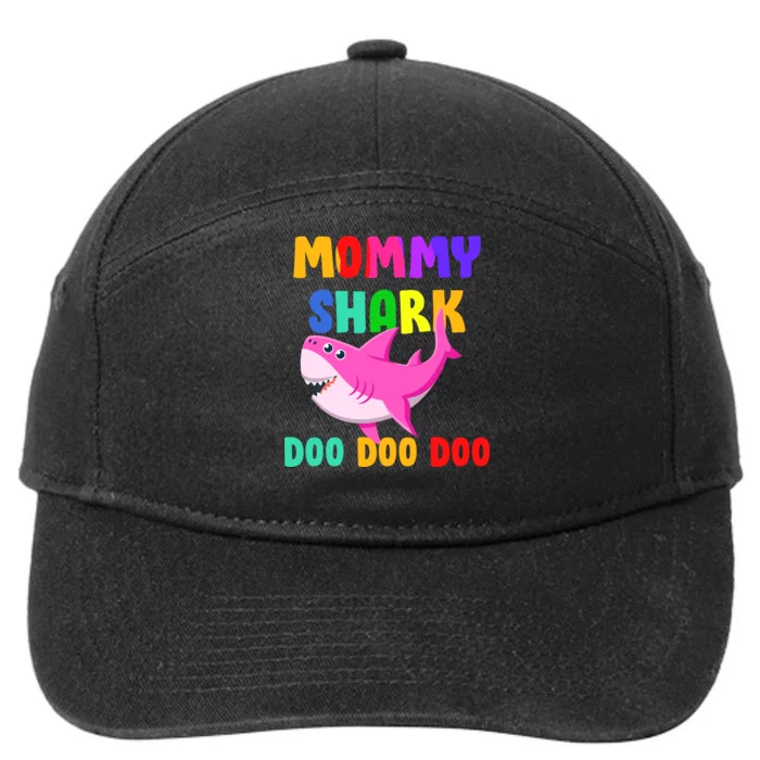 Colorful Mommy Shark Doo Doo Doo 7-Panel Snapback Hat