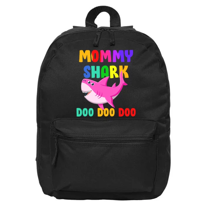 Colorful Mommy Shark Doo Doo Doo 16 in Basic Backpack