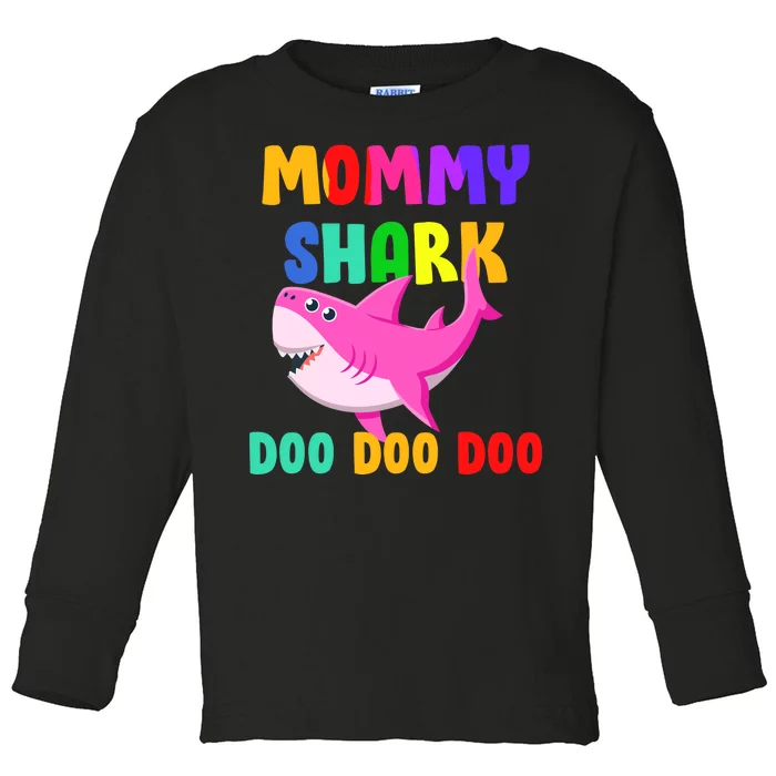 Colorful Mommy Shark Doo Doo Doo Toddler Long Sleeve Shirt