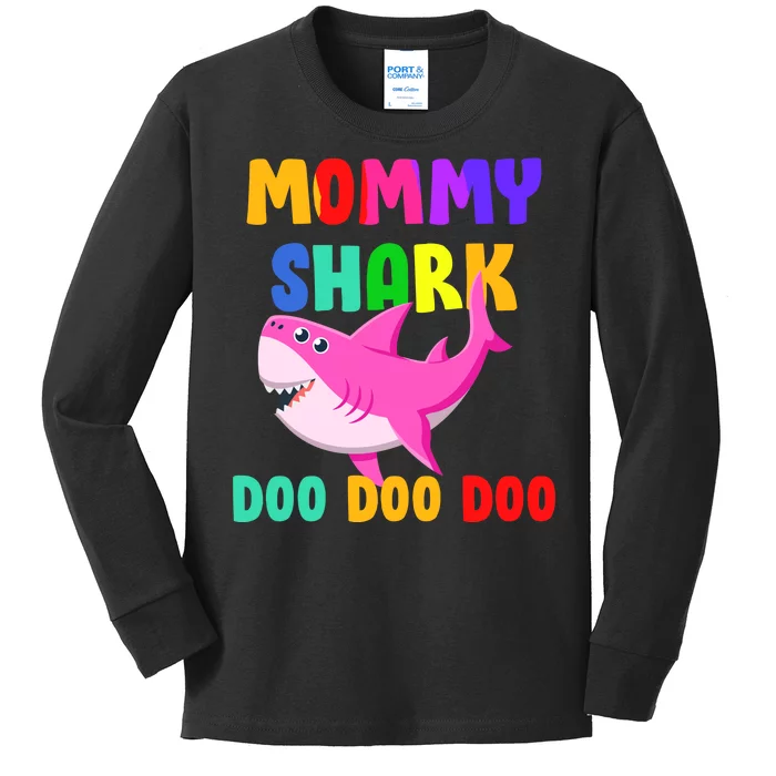 Colorful Mommy Shark Doo Doo Doo Kids Long Sleeve Shirt