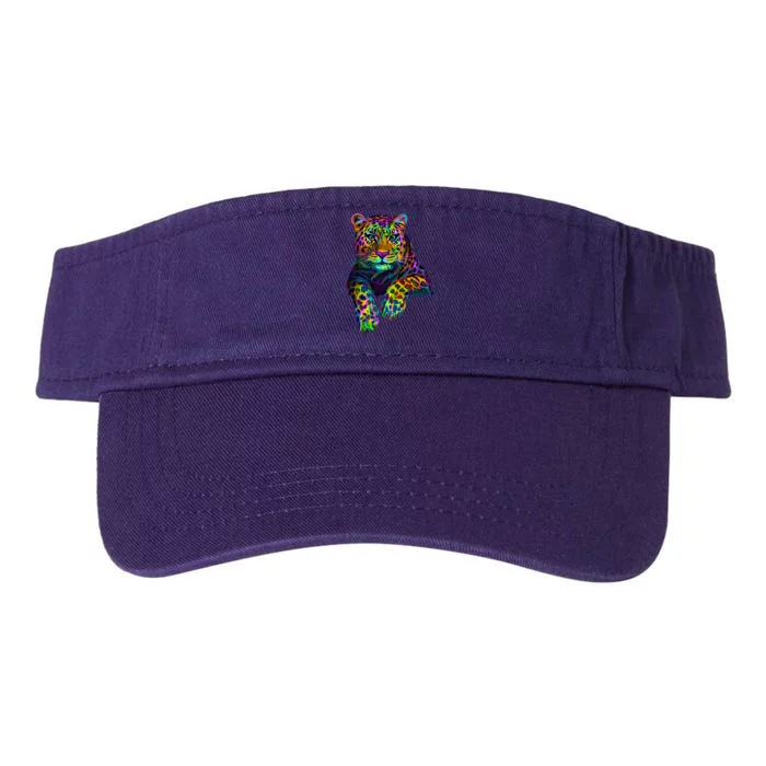 Colorful Neon Leopard Jaguar Portrait Valucap Bio-Washed Visor