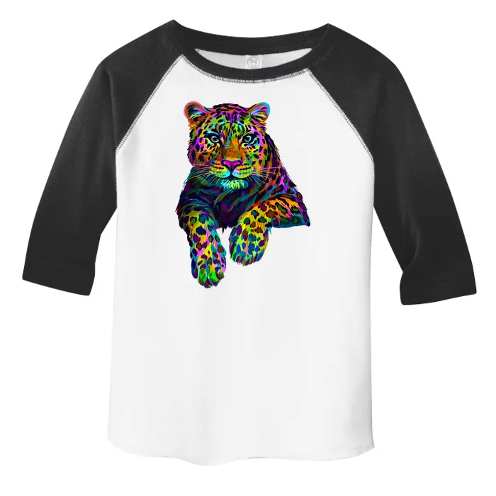 Colorful Neon Leopard Jaguar Portrait Toddler Fine Jersey T-Shirt