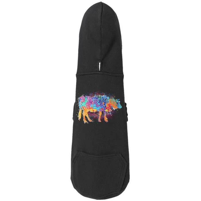 Colorful Pattern Cow Splatter Doggie 3-End Fleece Hoodie