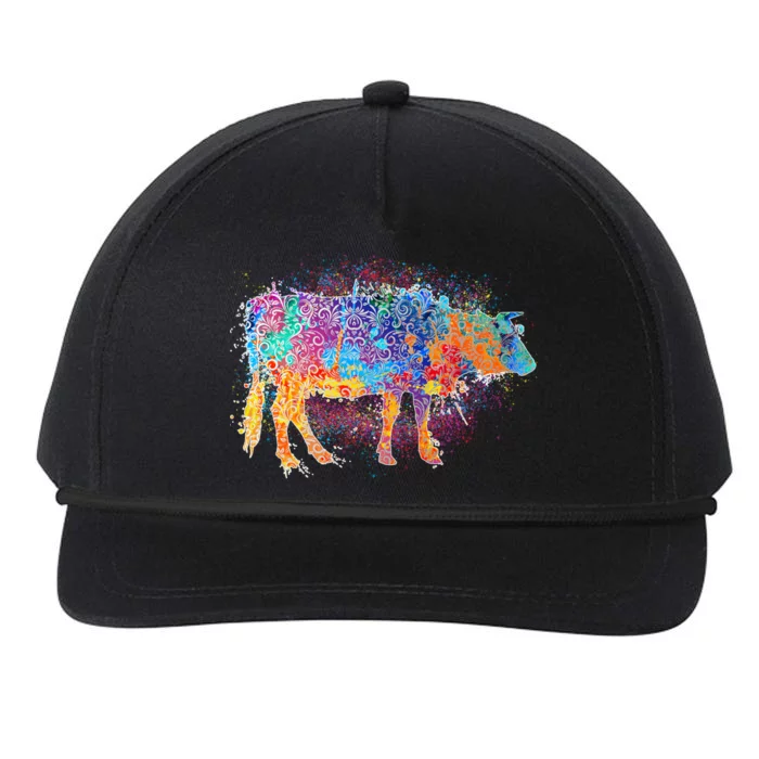 Colorful Pattern Cow Splatter Snapback Five-Panel Rope Hat