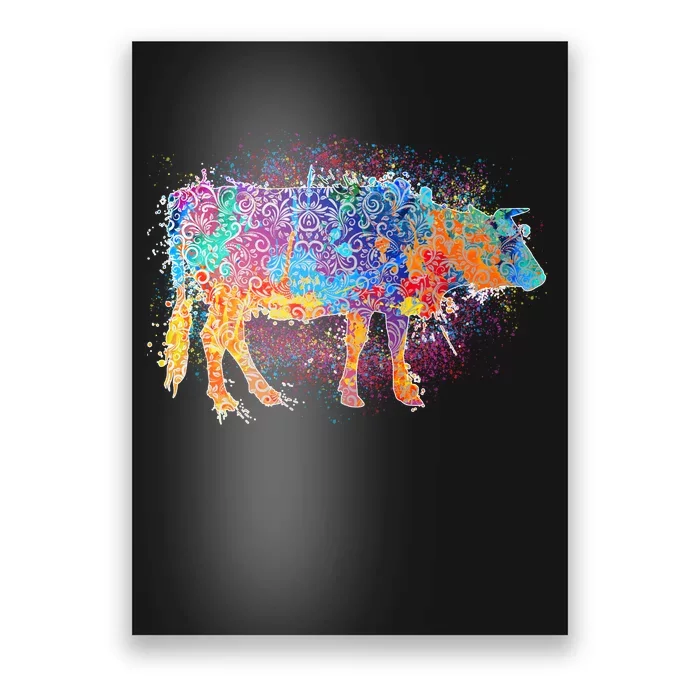 Colorful Pattern Cow Splatter Poster