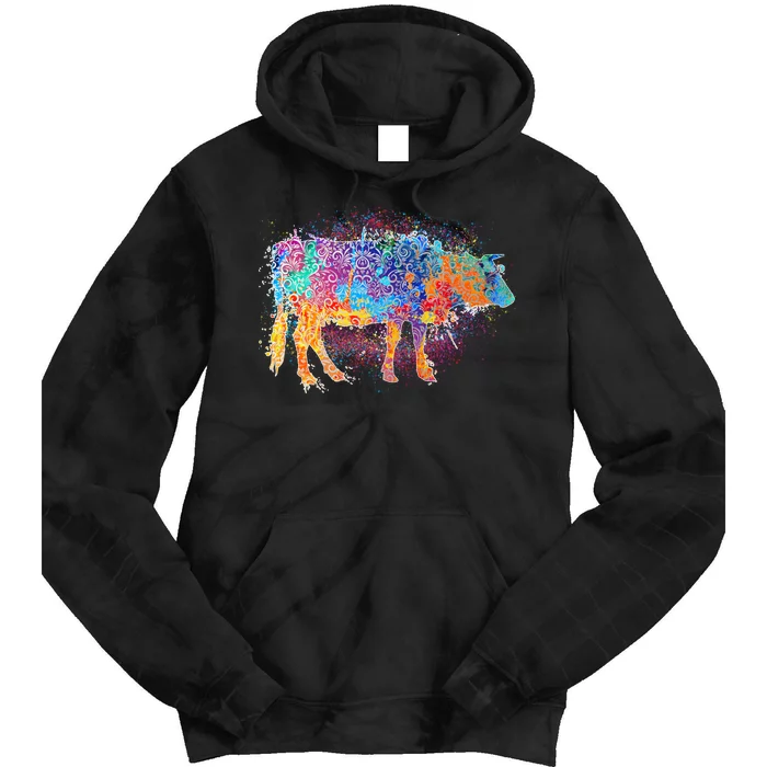 Colorful Pattern Cow Splatter Tie Dye Hoodie