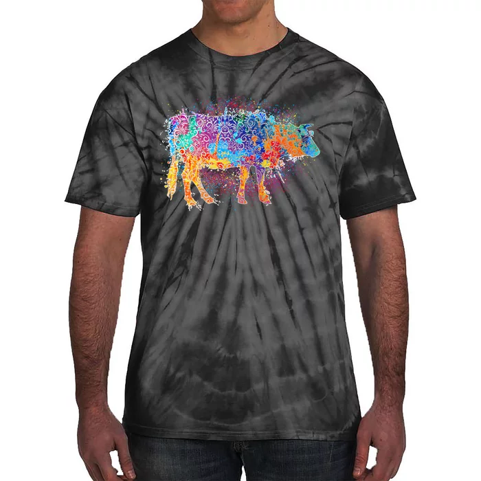 Colorful Pattern Cow Splatter Tie-Dye T-Shirt