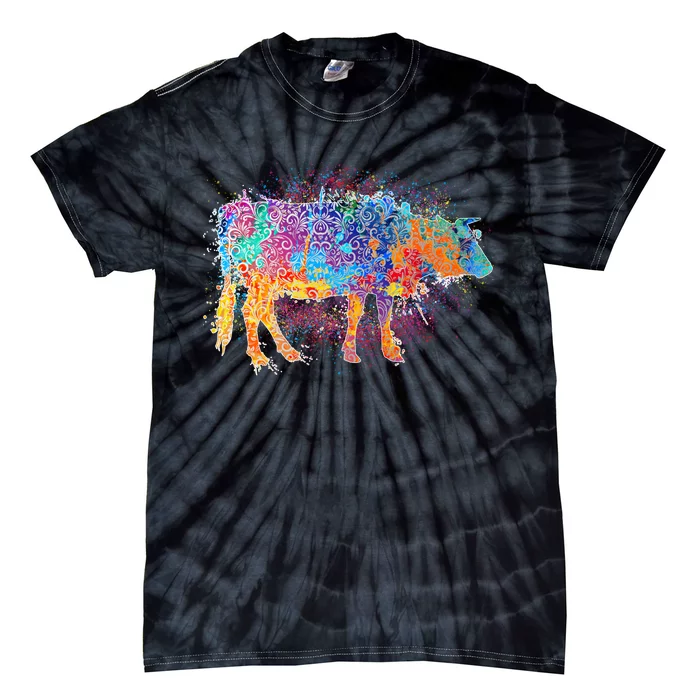 Colorful Pattern Cow Splatter Tie-Dye T-Shirt