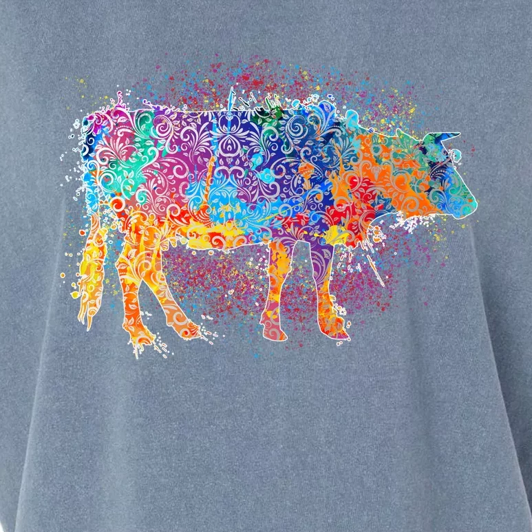 Colorful Pattern Cow Splatter Garment-Dyed Women's Muscle Tee