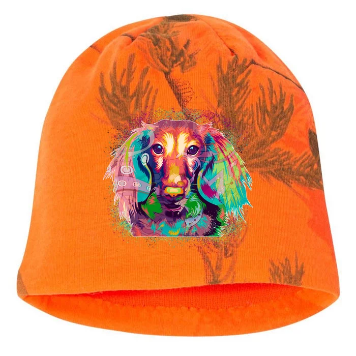 Colorful Pattern Dachshund Dog Kati - Camo Knit Beanie