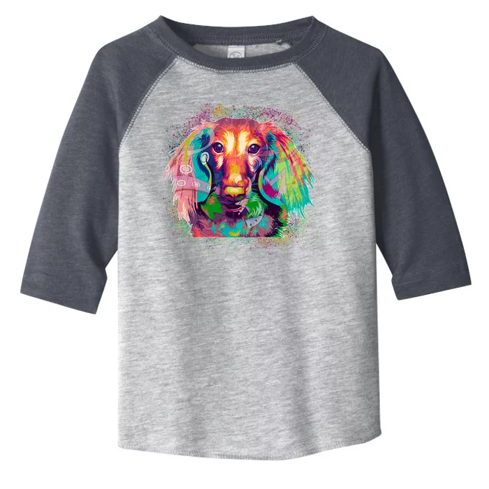 Colorful Pattern Dachshund Dog Toddler Fine Jersey T-Shirt