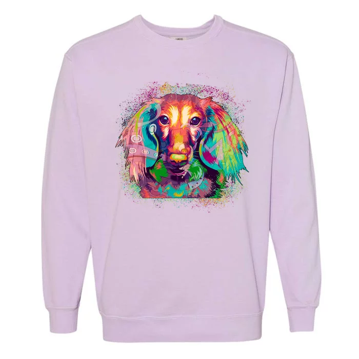 Colorful Pattern Dachshund Dog Garment-Dyed Sweatshirt