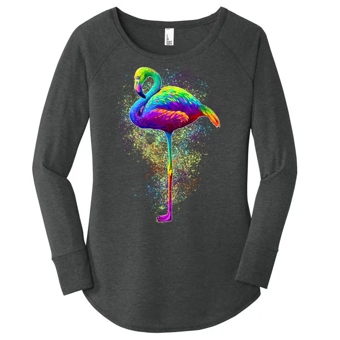 Colorful Pattern Flamingo Women's Perfect Tri Tunic Long Sleeve Shirt