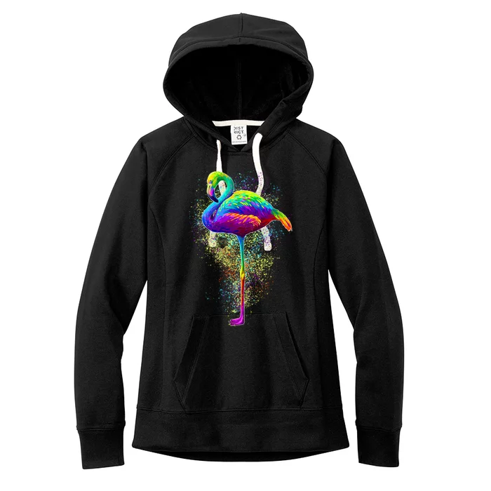 Colorful Pattern Flamingo Women's Fleece Hoodie