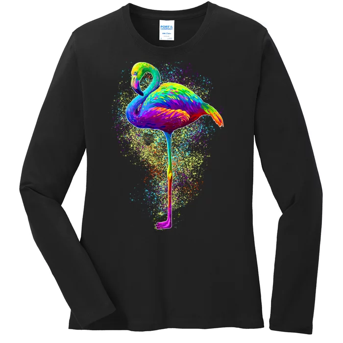 Colorful Pattern Flamingo Ladies Long Sleeve Shirt