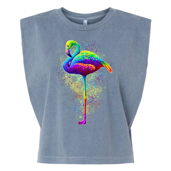 Colorful Pattern Flamingo Garment-Dyed Women's Muscle Tee