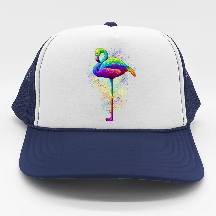 Colorful Pattern Flamingo Trucker Hat