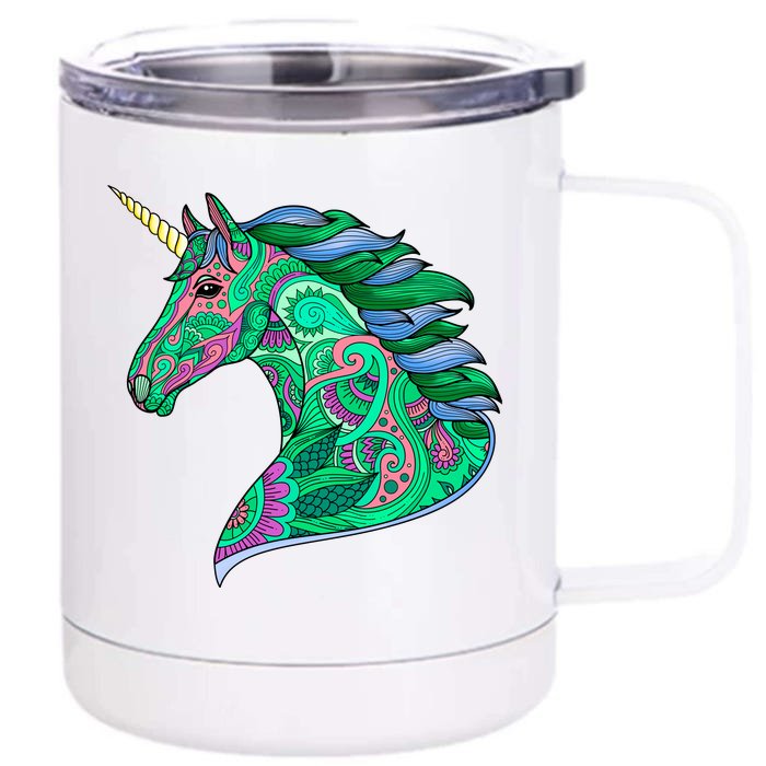 Colorful Pattern Unicorn Front & Back 12oz Stainless Steel Tumbler Cup