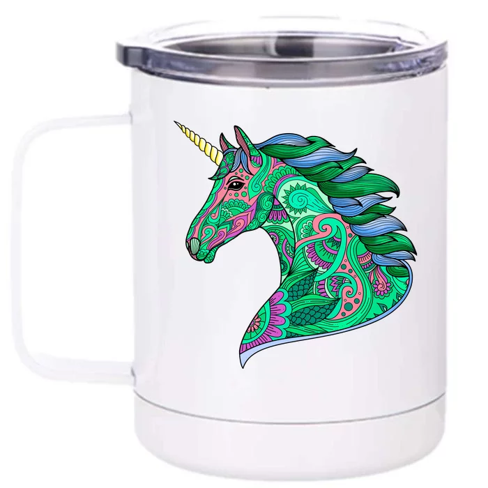 Colorful Pattern Unicorn Front & Back 12oz Stainless Steel Tumbler Cup