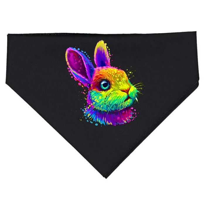 Colorful Rabbit Bunny Art USA-Made Doggie Bandana