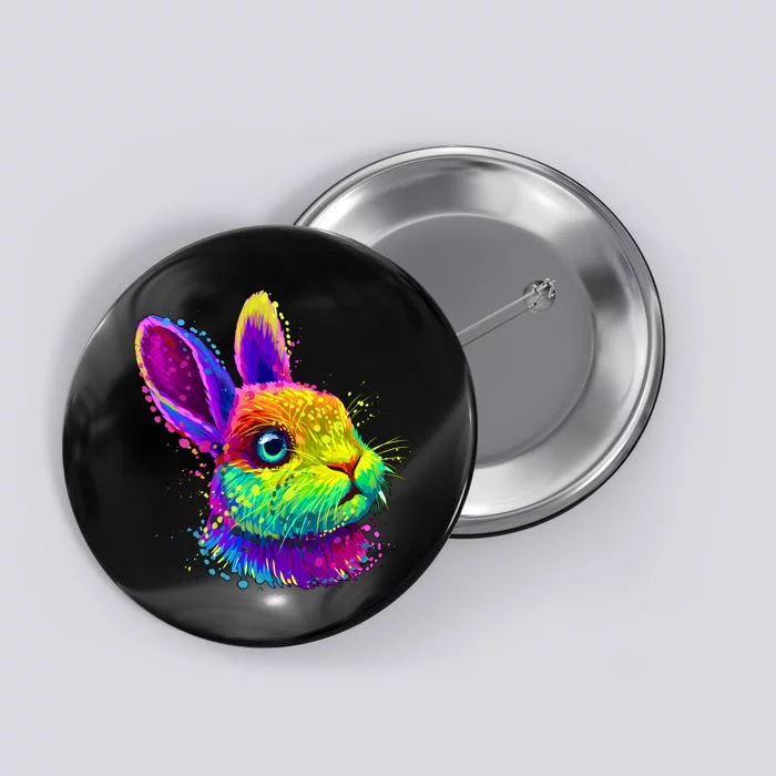 Colorful Rabbit Bunny Art Button