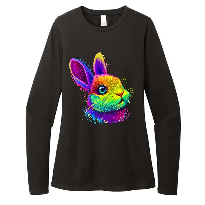 Colorful Rabbit Bunny Art Womens CVC Long Sleeve Shirt