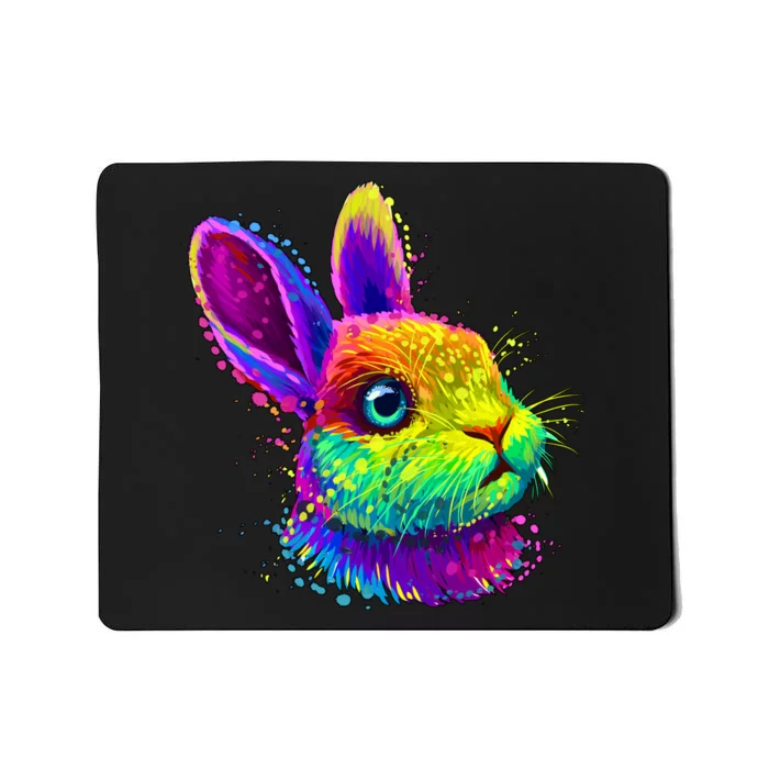 Colorful Rabbit Bunny Art Mousepad