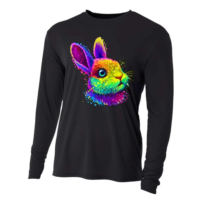 Colorful Rabbit Bunny Art Cooling Performance Long Sleeve Crew