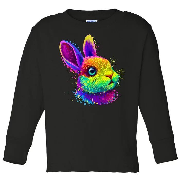 Colorful Rabbit Bunny Art Toddler Long Sleeve Shirt