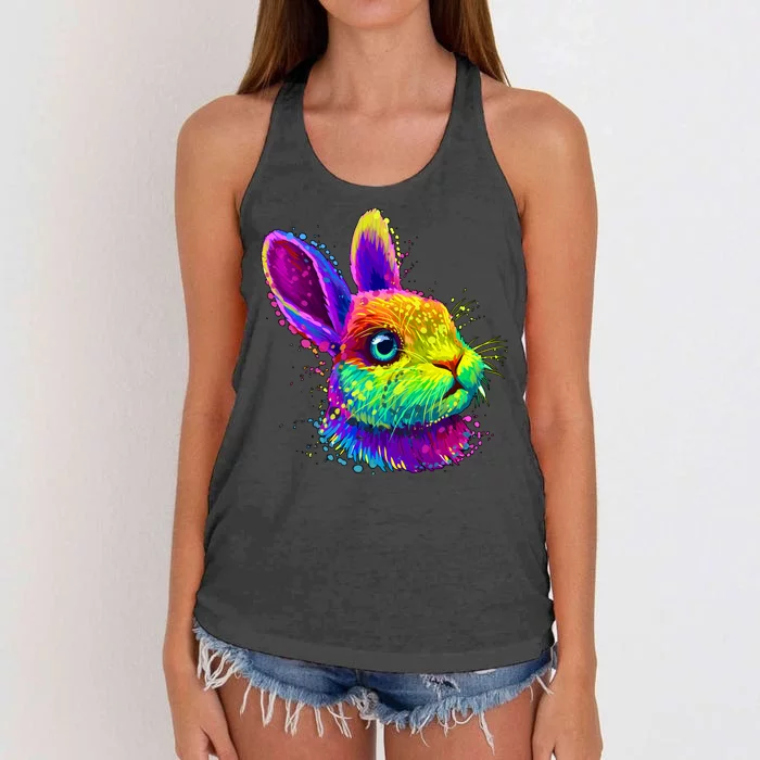 Colorful Rabbit Bunny Art Women's Knotted Racerback Tank