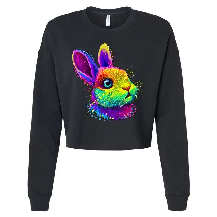 Colorful Rabbit Bunny Art Cropped Pullover Crew