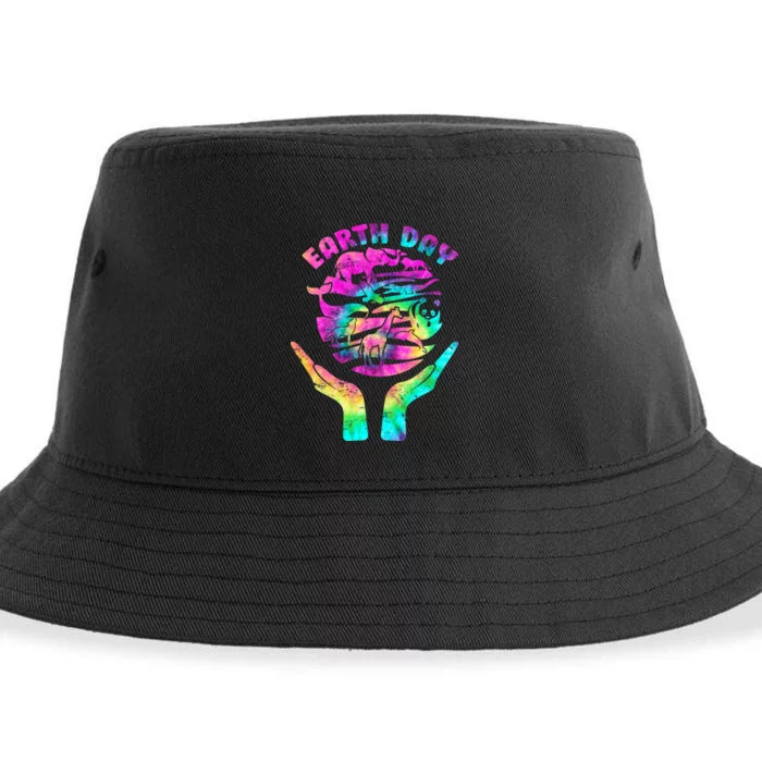 Colorful Retro Earth Day Animals Sustainable Bucket Hat